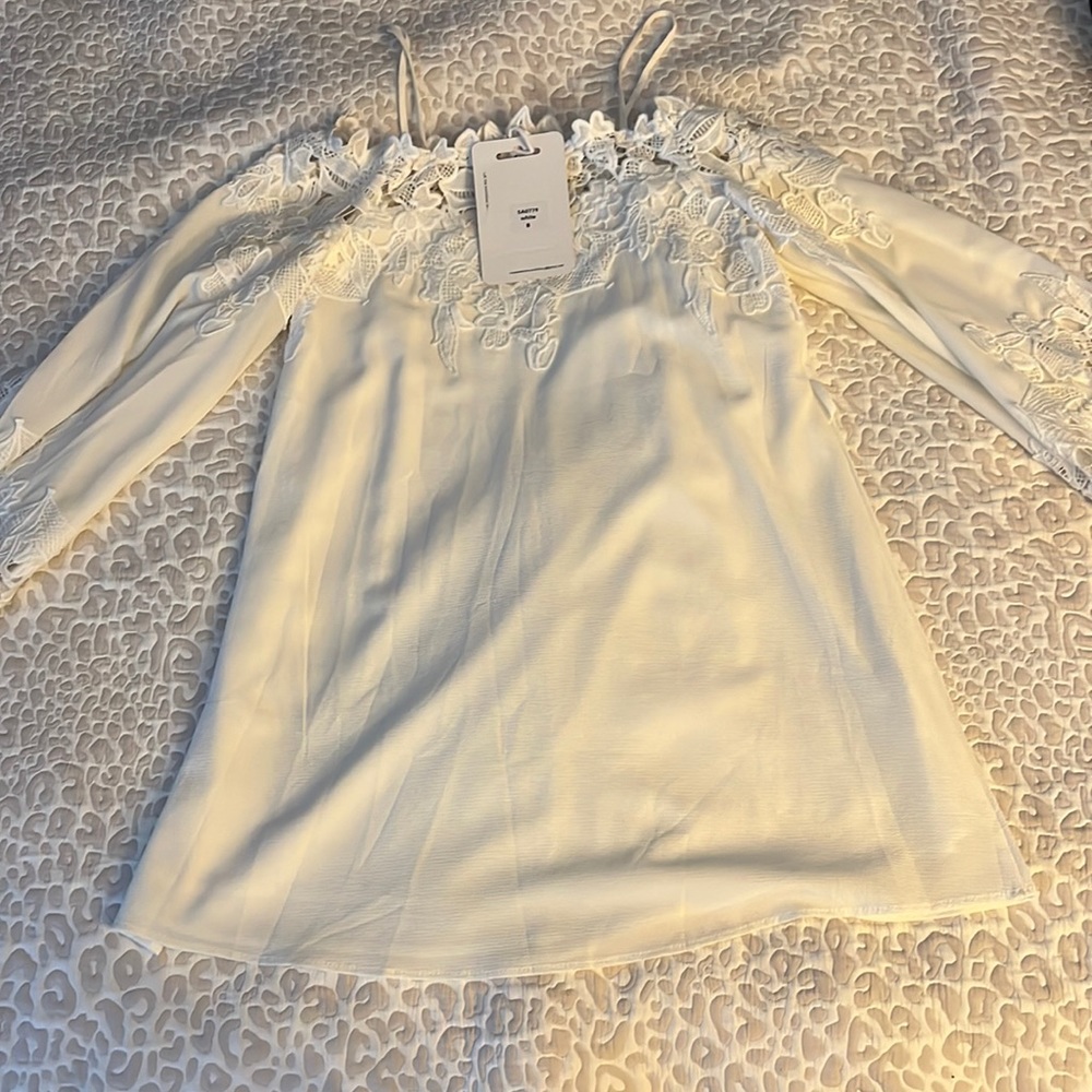 White lace bell sleeve dress